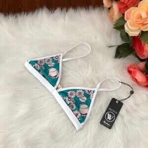 WILDFOX Floral Flower Bikini Triangle Top NWT